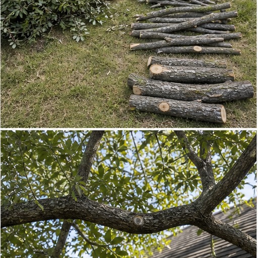 Tree trimming work on a residential property